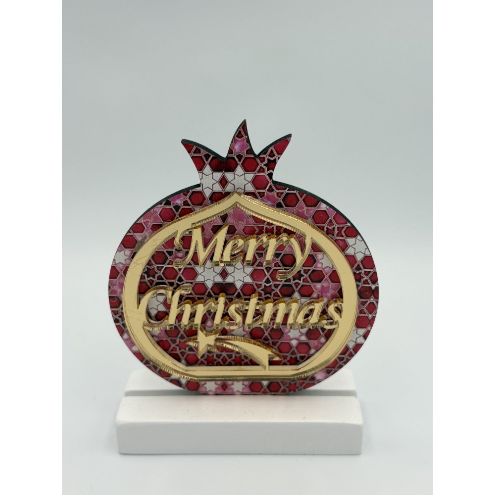 ΕΠΙΤΡΑΠΕΖΙΟ ΓΟΥΡΙ ΞΥΛΙΝΟ ΡΟΔΙ ΜΕ PLEXIGLASS MERRY CHRISTMAS & ΚΟΚΚΙΝΑ ΑΣΤΕΡΑΚΙΑ 7.5x10.5cm 