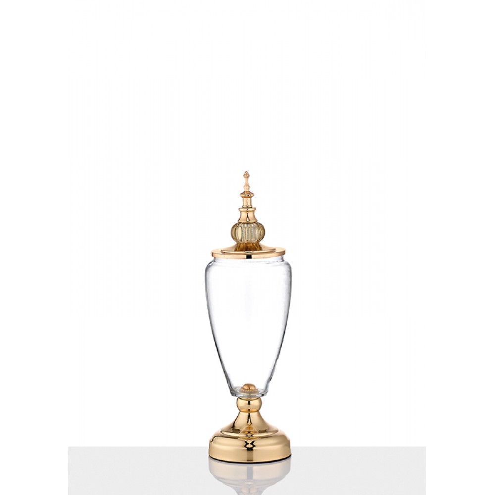 ΓΥΑΛΙΝΗ ΔΙΑΦΑΝΗ ΦΟΝΤΑΝΙΕΡΑ ΜΕ ΚΑΠΑΚΙ Φ13x39cm 