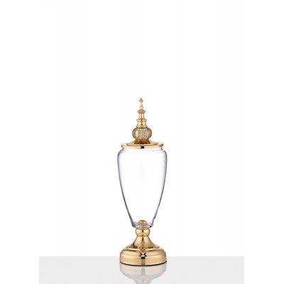 ΓΥΑΛΙΝΗ ΔΙΑΦΑΝΗ ΦΟΝΤΑΝΙΕΡΑ ΜΕ ΚΑΠΑΚΙ Φ13x39cm