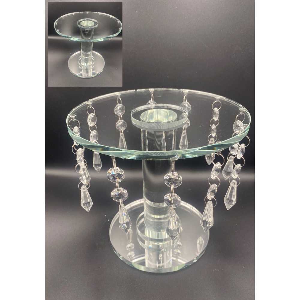 ΚΡΥΣΤΑΛΛΙΝΗ ΤΟΥΡΤΙΕΡΑ ΜΕ ΚΡΕΜΑΣΤΑ ΑΠΟΣΠΩΜΕΝΑ ΚΡΥΣΤΑΛΛΑ Φ18Χ16Υ 