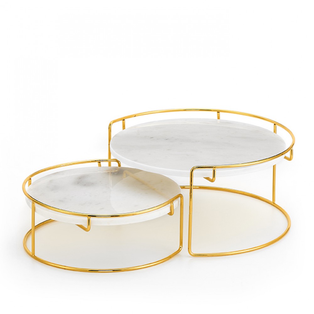 ΟΡΝΤΕΒΙΕΡΑ ΜΑΡΜΑΡΙΝΗ 2 ΕΠΙΠΕΔΩΝ ΜΕ ΜΕΤΑΛΛΙΚΗ ΧΡΥΣΗ ΒΑΣΗ Φ25Χ10.5Υ Φ30Χ15Υ 