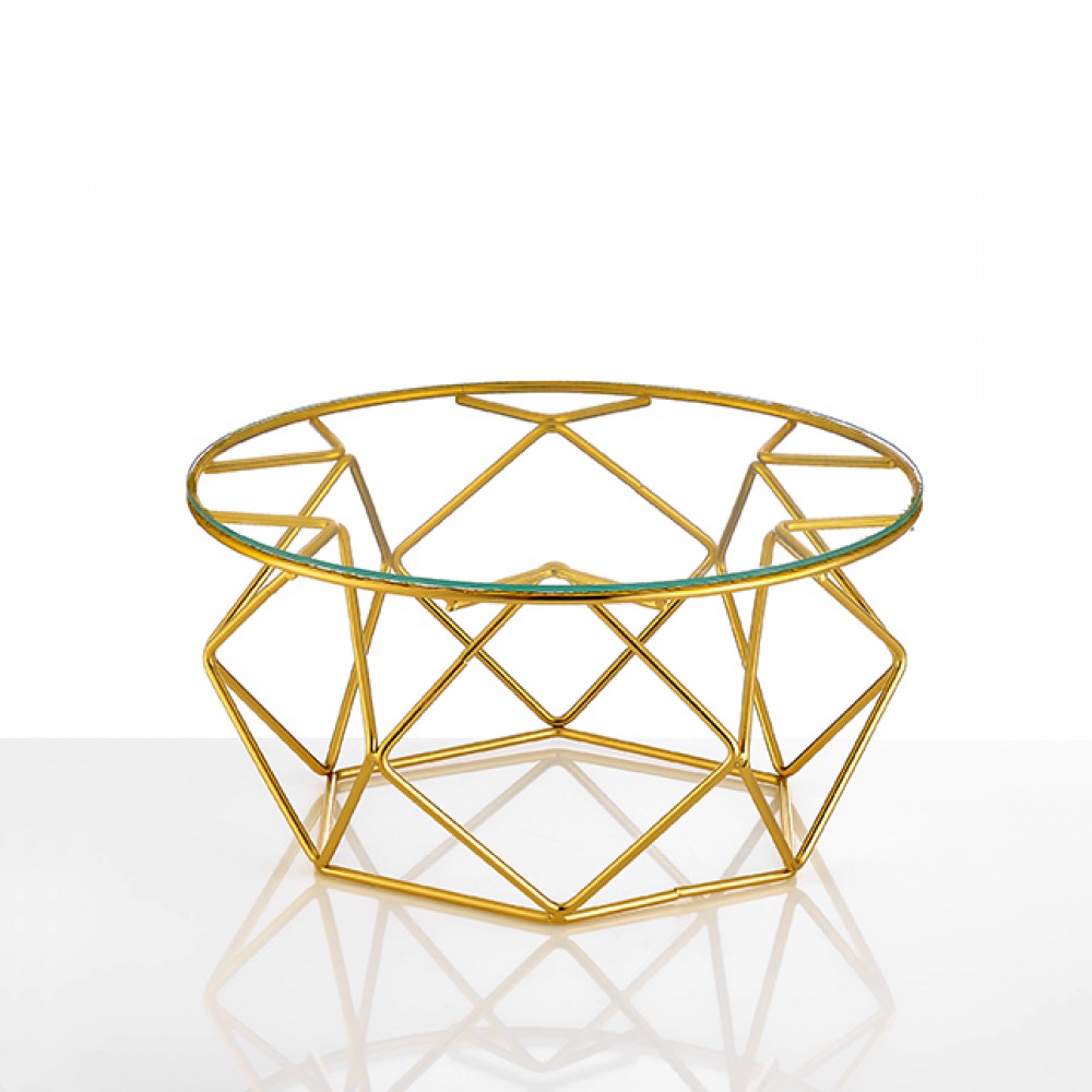 ΤΟΥΡΤΙΕΡΑ ΓΥΑΛΙΝΗ ΜΕ ΜΕΤΑΛΛΙΚΗ ΧΡΥΣΗ ΒΑΣΗ Φ30.5Χ15.5Υ 