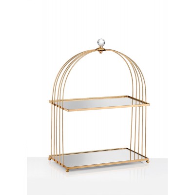 ΟΡΝΤΕΒΙΕΡΑ ΜΕΤΑΛΛΙΚΗ ΧΡΥΣΗ 2 ΕΠΙΠΕΔΩΝ ΜΕ ΚΑΘΡΕΦΤΕΣ 35.5x18.5x47cm