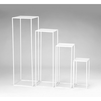 ΜΕΤΑΛΛΙΚΕΣ ΑΝΘΟΣΤΗΛΕΣ ΛΕΥΚΕΣ ΤΕΤΡΑΓΩΝΕΣ ΣΕΤ 4 ΤΜΧ 30X100 27X80 24X60 20X40CM