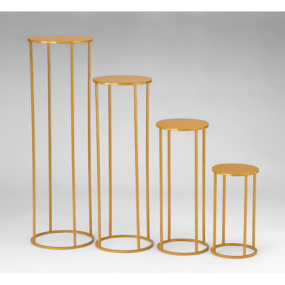 ΜΕΤΑΛΛΙΚΕΣ ΑΝΘΟΣΤΗΛΕΣ ΧΡΥΣΕΣ ΣΤΡΟΓΓΥΛΕΣ ΣΕΤ 4 ΤΜΧ 30Χ100 28Χ80 25Χ60 22X40CM 