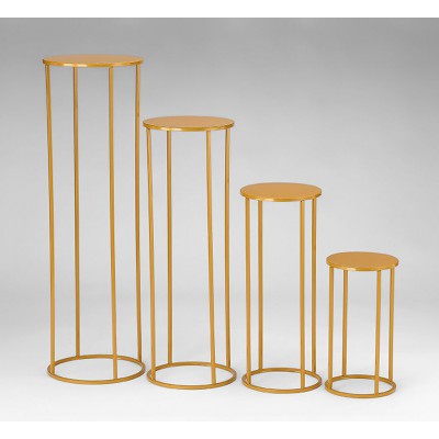 ΜΕΤΑΛΛΙΚΕΣ ΑΝΘΟΣΤΗΛΕΣ ΧΡΥΣΕΣ ΣΤΡΟΓΓΥΛΕΣ ΣΕΤ 4 ΤΜΧ 30Χ100 28Χ80 25Χ60 22X40CM