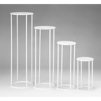 ΜΕΤΑΛΛΙΚΕΣ ΑΝΘΟΣΤΗΛΕΣ ΛΕΥΚΕΣ ΣΤΡΟΓΓΥΛΕΣ ΣΕΤ 4 ΤΜΧ 30X100 28X80 25X60 22X40CM