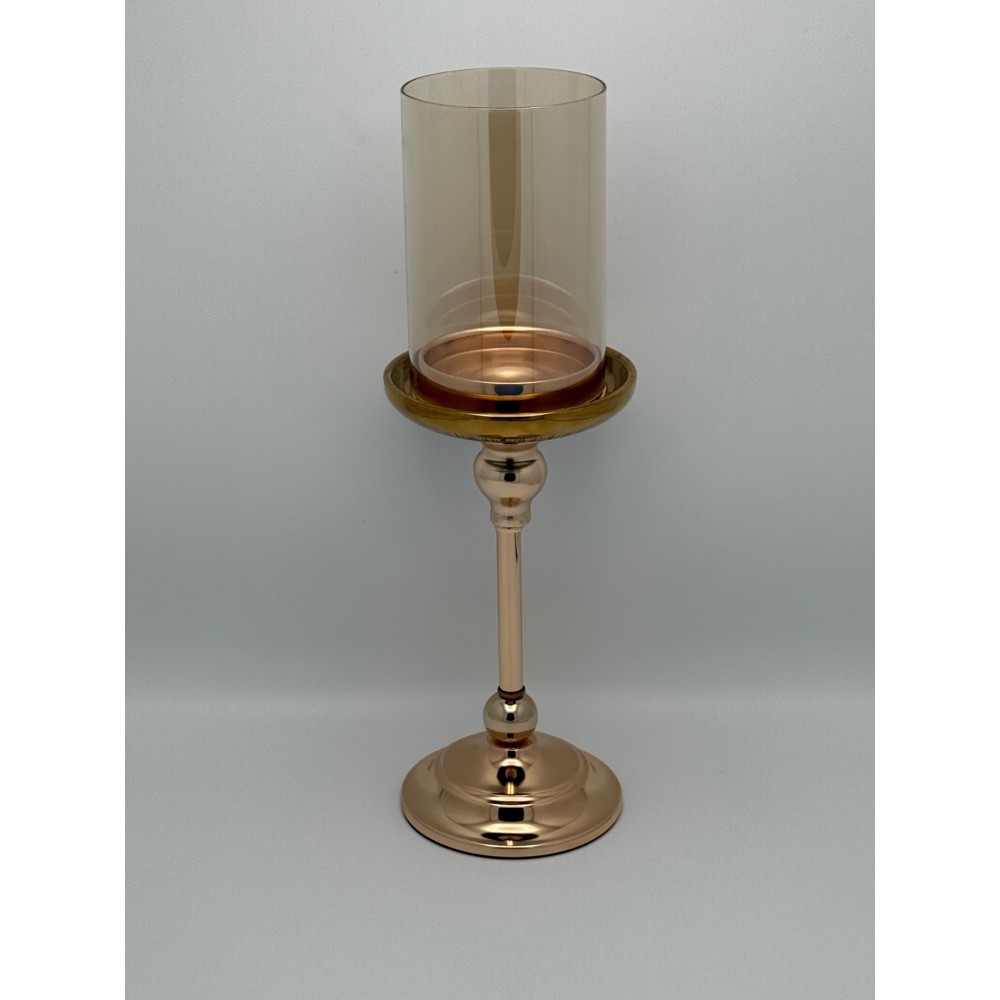 ΜΕΤΑΛΛΙΚΟ ΧΡΥΣΟ ΚΗΡΟΠΗΓΙΟ MINIMAL ΜΕ ΓΥΑΛΙ Φ13Χ38CM 