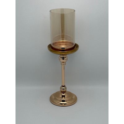 ΜΕΤΑΛΛΙΚΟ ΧΡΥΣΟ ΚΗΡΟΠΗΓΙΟ MINIMAL ΜΕ ΓΥΑΛΙ Φ13Χ38CM