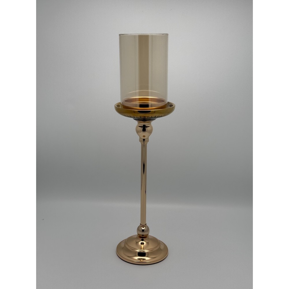 ΜΕΤΑΛΛΙΚΟ ΧΡΥΣΟ ΚΗΡΟΠΗΓΙΟ MINIMAL ΜΕ ΓΥΑΛΙ Φ13Χ49CM 