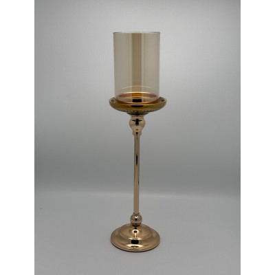 ΜΕΤΑΛΛΙΚΟ ΧΡΥΣΟ ΚΗΡΟΠΗΓΙΟ MINIMAL ΜΕ ΓΥΑΛΙ Φ13Χ49CM