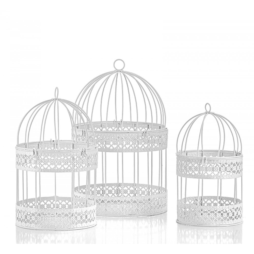 ΚΛΟΥΒΙΑ ΜΕΤΑΛΛΙΚΑ ΛΕΥΚΑ ΣΕΤ/3 Φ21x32 Φ17x27 Φ14x25cm 