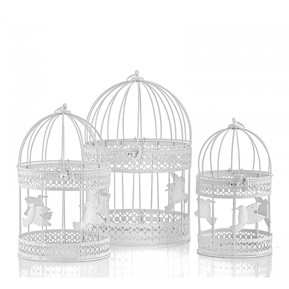 ΚΛΟΥΒΙΑ ΜΕΤΑΛΛΙΚΑ ΛΕΥΚΑ ΣΕΤ/3 Φ21x32 Φ17x27 Φ14x25cm 