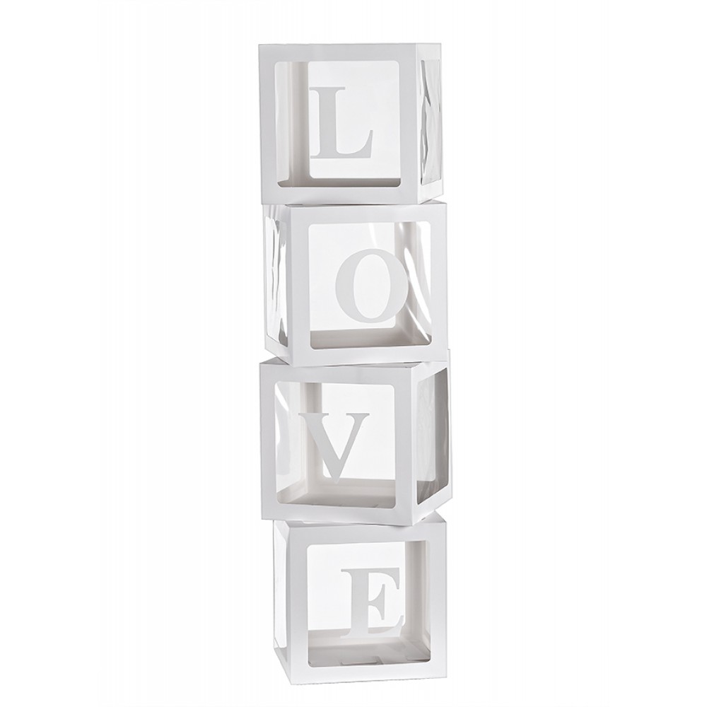 ΚΟΥΤΙΑ ΛΕΥΚΑ ΧΑΡΤΙΝΑ "LOVE" ΣΕΤ 4 ΤΕΜΑΧΙΩΝ 30x30x30cm ΤΟ ΚΑΘΕ ΤΕΜΑΧΙΟ 