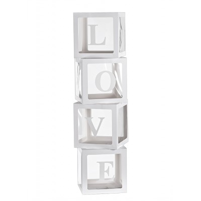 ΚΟΥΤΙΑ ΛΕΥΚΑ ΧΑΡΤΙΝΑ "LOVE" ΣΕΤ 4 ΤΕΜΑΧΙΩΝ 30x30x30cm ΤΟ ΚΑΘΕ ΤΕΜΑΧΙΟ