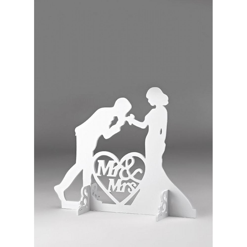 ΞΥΛΙΝΟ ΔΙΑΚΟΣΜΗΤΙΚΟ MR & MRS ΛΕΥΚΟ 55X50CM 