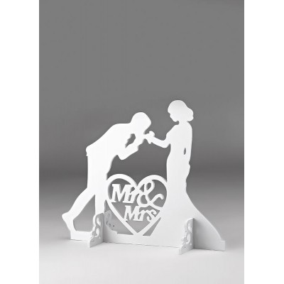 ΞΥΛΙΝΟ ΔΙΑΚΟΣΜΗΤΙΚΟ MR & MRS ΛΕΥΚΟ 55X50CM