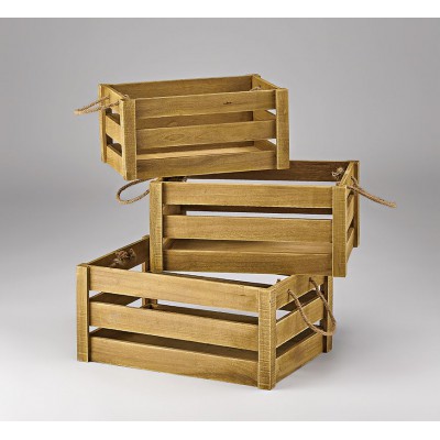 ΞΥΛΙΝΑ ΚΑΛΑΘΙΑ ΠΑΡΑΛΛΗΛΟΓΡΑΜΜΑ ΣΕΤ 3 ΤΕΜΑΧΙΩΝ  48X34X22CM