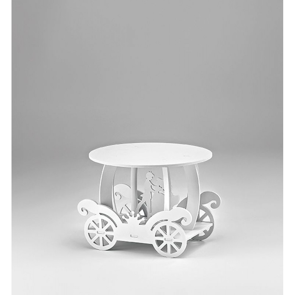 ΞΥΛΙΝΗ ΤΟΥΡΤΙΕΡΑ ΑΜΑΞΑ ΛΕΥΚΗ ΓΑΜΠΡΟΣ-ΝΥΦΗ 40X40X31CM 