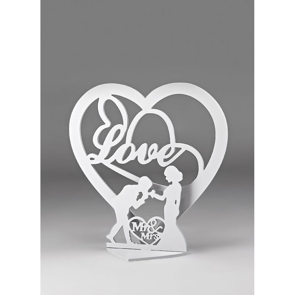 ΞΥΛΙΝΗ ΔΙΑΚΟΣΜΗΤΙΚΗ ΚΑΡΔΙΑ ΛΕΥΚΗ LOVE ΓΑΜΠΡΟΣ ΚΑΙ ΝΥΦΗ 50X20X50CM 