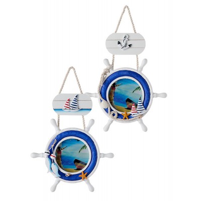 ΞΥΛΙΝΗ ΚΡΕΜΑΣΤΗ ΦΩΤΟΓΡΑΦΟΘΗΚΗ ΝΑΥΤΙΚΟ ΤΙΜΟΝΙ 2 ΣΧΕΔΙΩΝ Φ28Χ35 CM