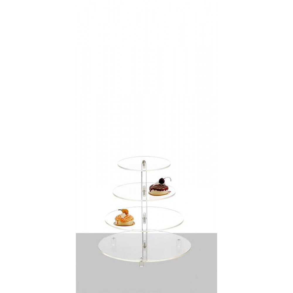 ΕΤΑΖΕΡΑ PLEXIGLASS ΣΤΡΟΓΓΥΛΗ 4 ΕΠΙΠΕΔΩΝ Φ35Φ30Φ24Φ20Χ36CM 