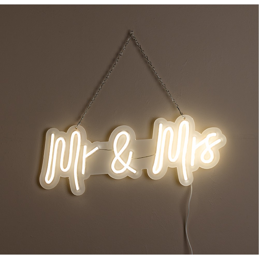 ΔΙΑΚΟΣΜΗΤΙΚΟ ΦΩΤΙΣΤΙΚΟ LED ''Mr & Mrs'' ΚΡΕΜΑΣΤΟ 20x56cm 
