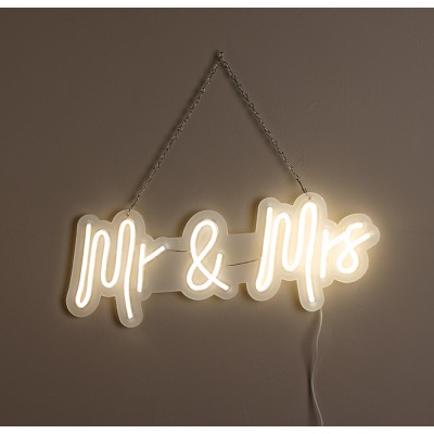 ΔΙΑΚΟΣΜΗΤΙΚΟ ΦΩΤΙΣΤΙΚΟ LED ''Mr & Mrs'' ΚΡΕΜΑΣΤΟ 20x56cm