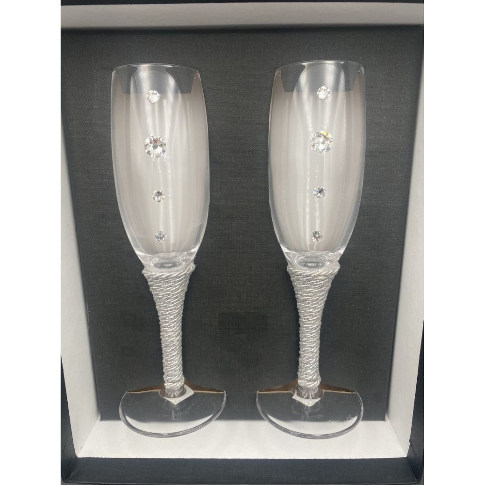 ΣΕΤ ΠΟΤΗΡΙΑ ΣΑΜΠΑΝΙΑΣ ΜΕ STRASS SWAROVSKI KAI ΚΟΡΔΟΝΙ ΑΣΗΜΙ  21Y 