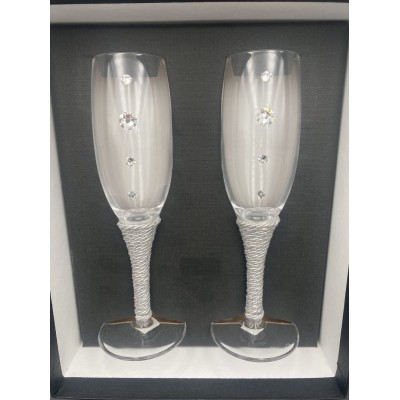 ΣΕΤ ΠΟΤΗΡΙΑ ΣΑΜΠΑΝΙΑΣ ΜΕ STRASS SWAROVSKI KAI ΚΟΡΔΟΝΙ ΑΣΗΜΙ  21Y