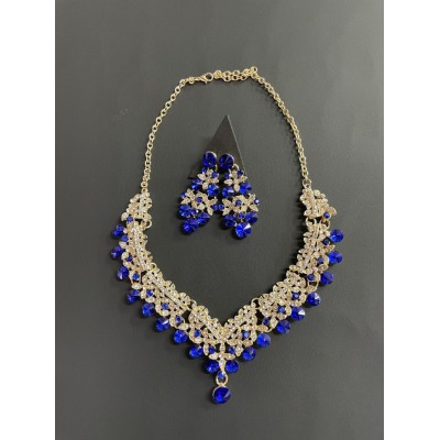 ΣΕΤ ΚΟΣΜΗΜΑΤΩΝ ΓΑΜΟΥ ΜΕΝΤΑΓΙΟΝ & ΣΚΟΥΛΑΡΙΚΙΑ ΜΕ ΜΠΛΕ ΠΕΤΡΕΣ ΚΑΙ ΣΤΡΑΣ