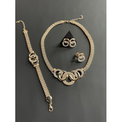 ΣΕΤ ΚΟΣΜΗΜΑΤΩΝ ΓΑΜΟΥ ΜΕΝΤΑΓΙΟΝ,ΔΑΧΤΥΛΙΔΙ,ΣΚΟΥΛΑΡΙΚΙΑ & ΒΡΑΧΙΟΛΙ ΣΕ ΧΡΥΣΟ ΧΡΩΜΑ