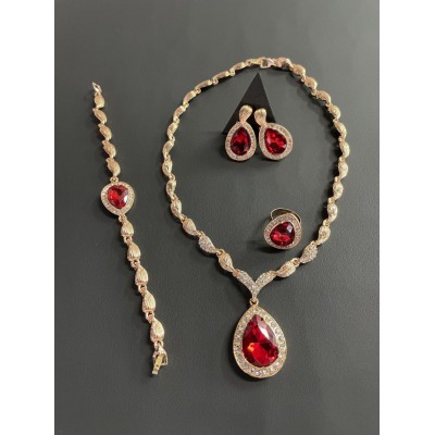 ΣΕΤ ΚΟΣΜΗΜΑΤΩΝ ΓΑΜΟΥ ΜΕΝΤΑΓΙΟΝ,ΔΑΧΤΥΛΙΔΙ,ΒΡΑΧΙΟΛΙ & ΣΚΟΥΛΑΡΙΚΙΑ ΜΕ ΚΟΚΚΙΝΗ ΠΕΤΡΑ