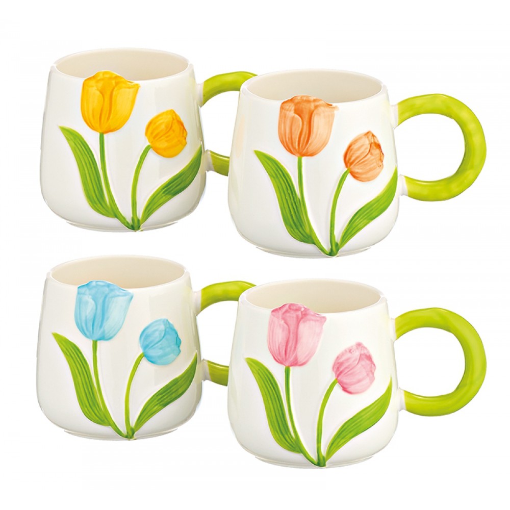 ΚΟΥΠΑ ΠΟΡΣΕΛΑΝΙΝΗ ΓΥΑΛΙΣΤΕΡΗ ΜΕ ΑΝΑΓΛΥΦΕΣ ΤΟΥΛΙΠΕΣ 4 ΧΡΩΜΑΤΩΝ Φ8x9cm 