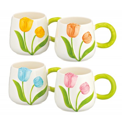 ΚΟΥΠΑ ΠΟΡΣΕΛΑΝΙΝΗ ΓΥΑΛΙΣΤΕΡΗ ΜΕ ΑΝΑΓΛΥΦΕΣ ΤΟΥΛΙΠΕΣ 4 ΧΡΩΜΑΤΩΝ Φ8x9cm