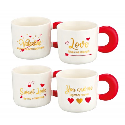 ΚΟΥΠΑ ΠΟΡΣΕΛΑΝΙΝΗ LOVE ΜΕ ΚΟΚΚΙΝΟ ΧΕΡΟΥΛΙ 4 ΣΧΕΔΙΩΝ Φ9.5x8.5cm