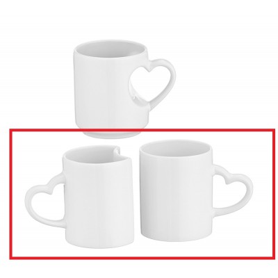 ΚΟΥΠΕΣ ΠΟΡΣΕΛΑΝΙΝΕΣ ΛΕΥΚΕΣ ΣΕΤ 2 ΤΕΜΑΧΙΩΝ ΜΕ ΧΕΡΟΥΛΙ ΚΑΡΔΙΑ Φ8x9.5cm