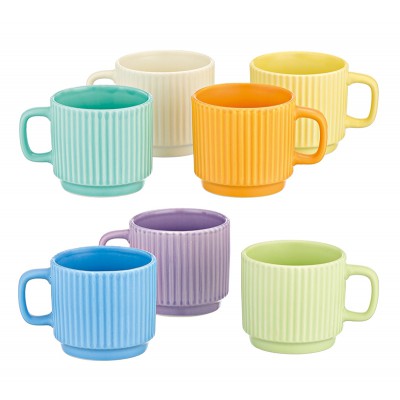 ΚΟΥΠΑ ΠΟΡΣΕΛΑΝΙΝΗ ΜΕ ΑΝΑΓΛΥΦΕΣ ΓΡΑΜΜΕΣ 7 ΧΡΩΜΑΤΩΝ Φ8x7.5cm