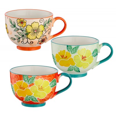 ΚΟΥΠΑ ΠΟΡΣΕΛΑΝΙΝΗ ΜΕ ΛΟΥΛΟΥΔΙΑ ΖΩΓΡΑΦΙΣΜΕΝΗ ΣΤΟ ΧΕΡΙ 3 ΣΧΕΔΙΩΝ Φ11x8.5cm