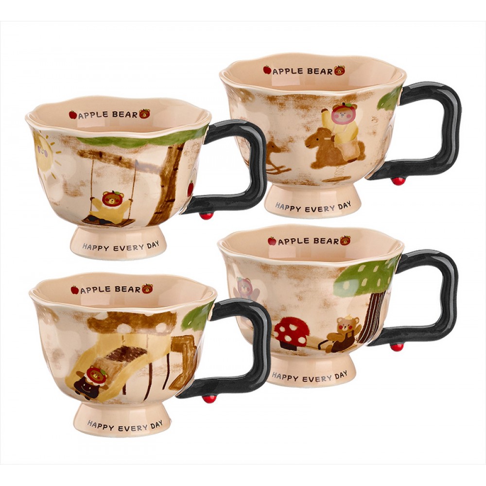 ΚΟΥΠΑ ΠΟΡΣΕΛΑΝΙΝΗ ΜΕ ΑΡΚΟΥΔΑΚΙ 4 ΣΧΕΔΙΩΝ Φ11x8cm 