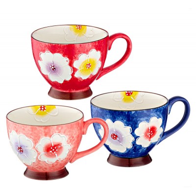 ΚΟΥΠΑ ΠΟΡΣΕΛΑΝΙΝΗ ΜΕ ΛΟΥΛΟΥΔΙΑ ΖΩΓΡΑΦΙΣΜΕΝΗ ΣΤΟ ΧΕΡΙ 3 ΧΡΩΜΑΤΩΝ Φ11x9cm