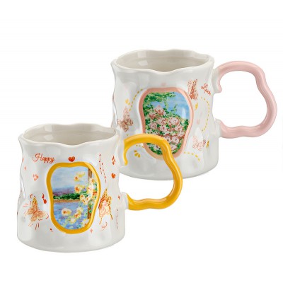 ΚΟΥΠΑ ΠΟΡΣΕΛΑΝΙΝΗ ΡΟΜΑΝΤΙΚΟ ΣΤΥΛ ΜΕ ΠΕΤΑΛΟΥΔΕΣ 2 ΣΧΕΔΙΩΝ Φ8x9cm