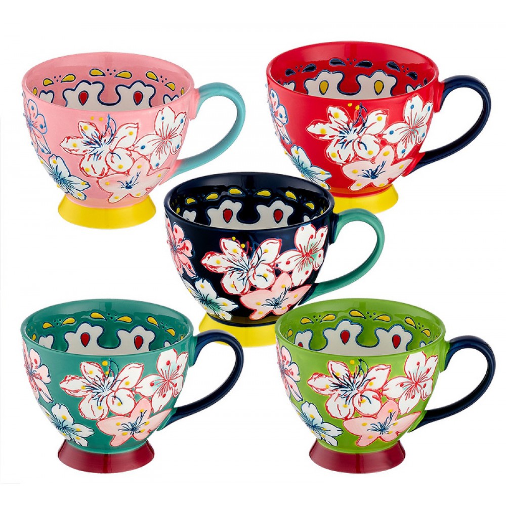 ΚΟΥΠΑ ΠΟΡΣΕΛΑΝΙΝΗ ΜΕ ΛΟΥΛΟΥΔΙΑ ΖΩΓΡΑΦΙΣΜΕΝΗ ΣΤΟ ΧΕΡΙ 4 ΧΡΩΜΑΤΩΝ Φ11x9cm 