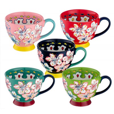 ΚΟΥΠΑ ΠΟΡΣΕΛΑΝΙΝΗ ΜΕ ΛΟΥΛΟΥΔΙΑ ΖΩΓΡΑΦΙΣΜΕΝΗ ΣΤΟ ΧΕΡΙ 4 ΧΡΩΜΑΤΩΝ Φ11x9cm