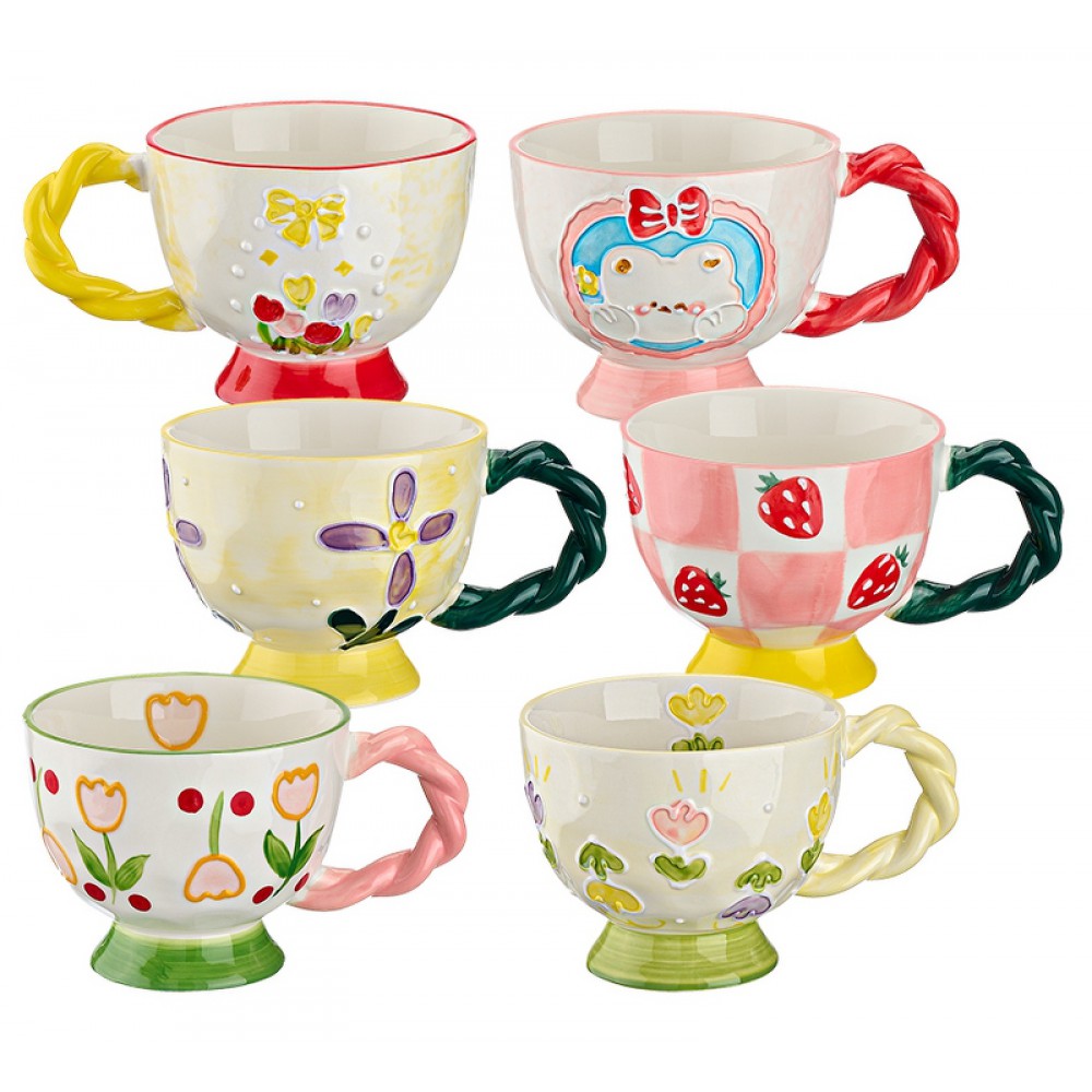 ΚΟΥΠΑ ΠΟΡΣΕΛΑΝΙΝΗ ΖΩΓΡΑΦΙΣΜΕΝΗ ΣΤΟ ΧΕΡΙ ΣΕ ΔΙΑΦΟΡΑ ΣΧΕΔΙΑ Φ11x9.5cm 