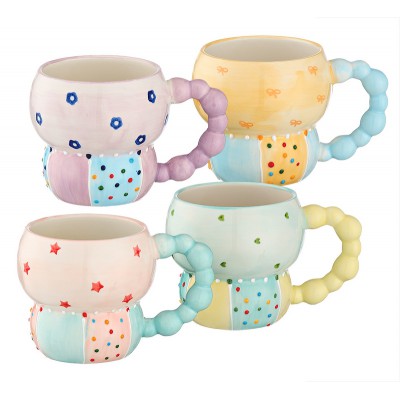 ΚΟΥΠΑ ΠΟΡΣΕΛΑΝΙΝΗ ΠΟΛΥΧΡΩΜΗ ΖΩΓΡΑΦΙΣΜΕΝΗ ΣΤΟ ΧΕΡΙ 4 ΣΧΕΔΙΩΝ Φ8.5x9.5cm