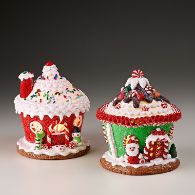 ΧΡΙΣΤΟΥΓΕΝΝΙΑΤΙΚΟ ΖΑΧΑΡΩΤΟ ΣΠΙΤΙ ΜΕ ΦΩΣ ΣΕ 2 ΣΧΕΔΙΑ Φ12x15cm