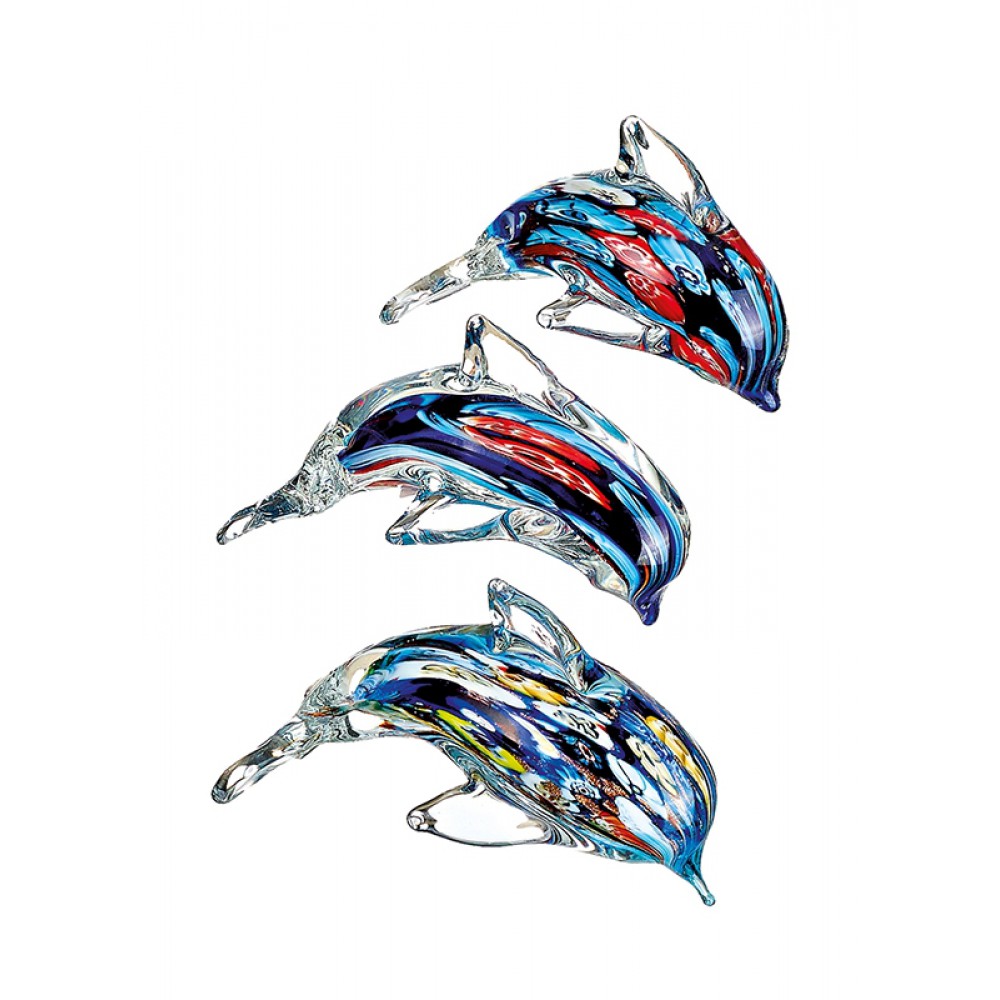ΔΙΑΚΟΣΜΗΤΙΚΟ ΔΕΛΦΙΝΙ ΑΠΟ ΓΥΑΛΙ ΜΟΥΡΑΝΟ 3 ΣΧΕΔΙΩΝ 12x6x6.5Y 