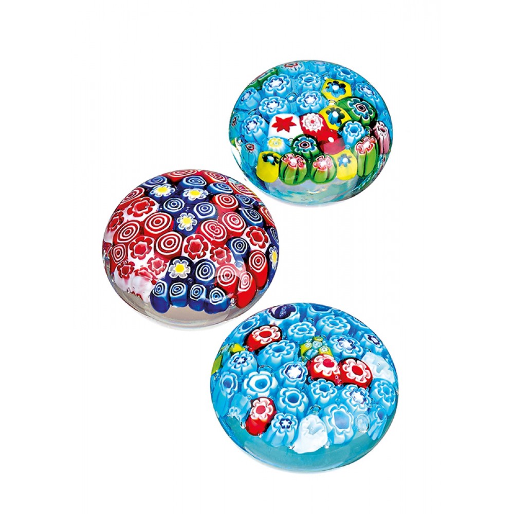 ΔΙΑΚΟΣΜΗΤΙΚΟ PRESS PAPIER ΣΤΡΟΓΓΥΛΟ ΑΠΟ ΓΥΑΛΙ ΜΟΥΡΑΝΟ 3 ΣΧΕΔΙΩΝ φ5.5x4cm 