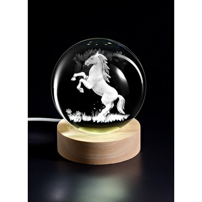 ΚΡΥΣΤΑΛΛΙΝΗ ΜΠΑΛΑ ΦΩΤΙΣΤΙΚΟ ΜΕ ΞΥΛΙΝΗ ΒΑΣΗ ΑΛΟΓΟ 8cm